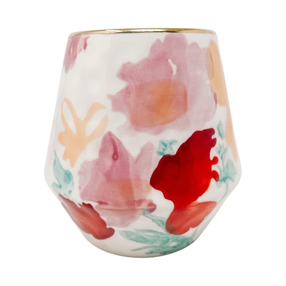 Anthropologie Larue Vase Floral Watercolor Multicolor Stoneware - Picture 5 of 10